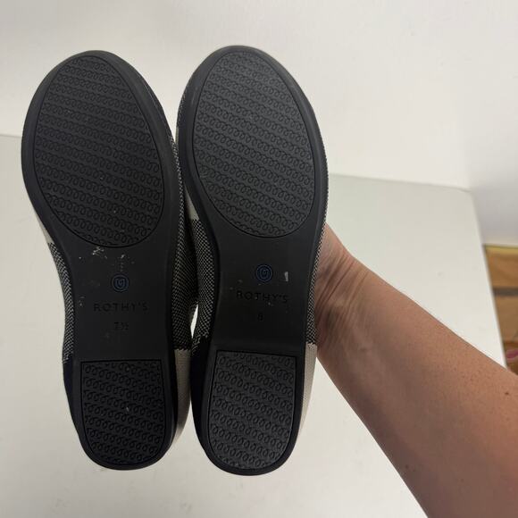 Rothy's The Flat Captoe Black Colorblock Plaid Slip-On Shoes Ballet Flat Sz 8 - Picture 4 of 6